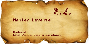 Mahler Levente névjegykártya